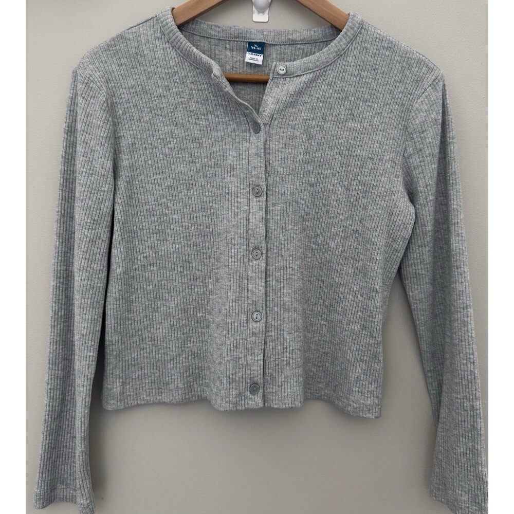 Old Navy Girls 14/16 SOFT Gray Ribbed Cardigan